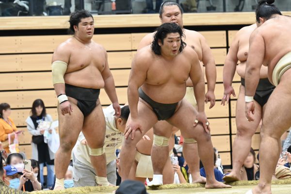 近江八幡出身 豪ノ湖関（中央）