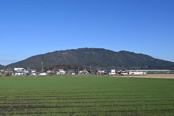 老蘇神社の御神体 繖山（きぬがさやま）（標高433メートル）
